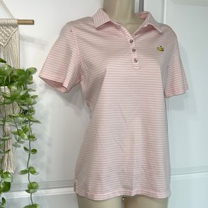 Magnolia Lane Pink & White striped Short Sleeve Golf Polo
